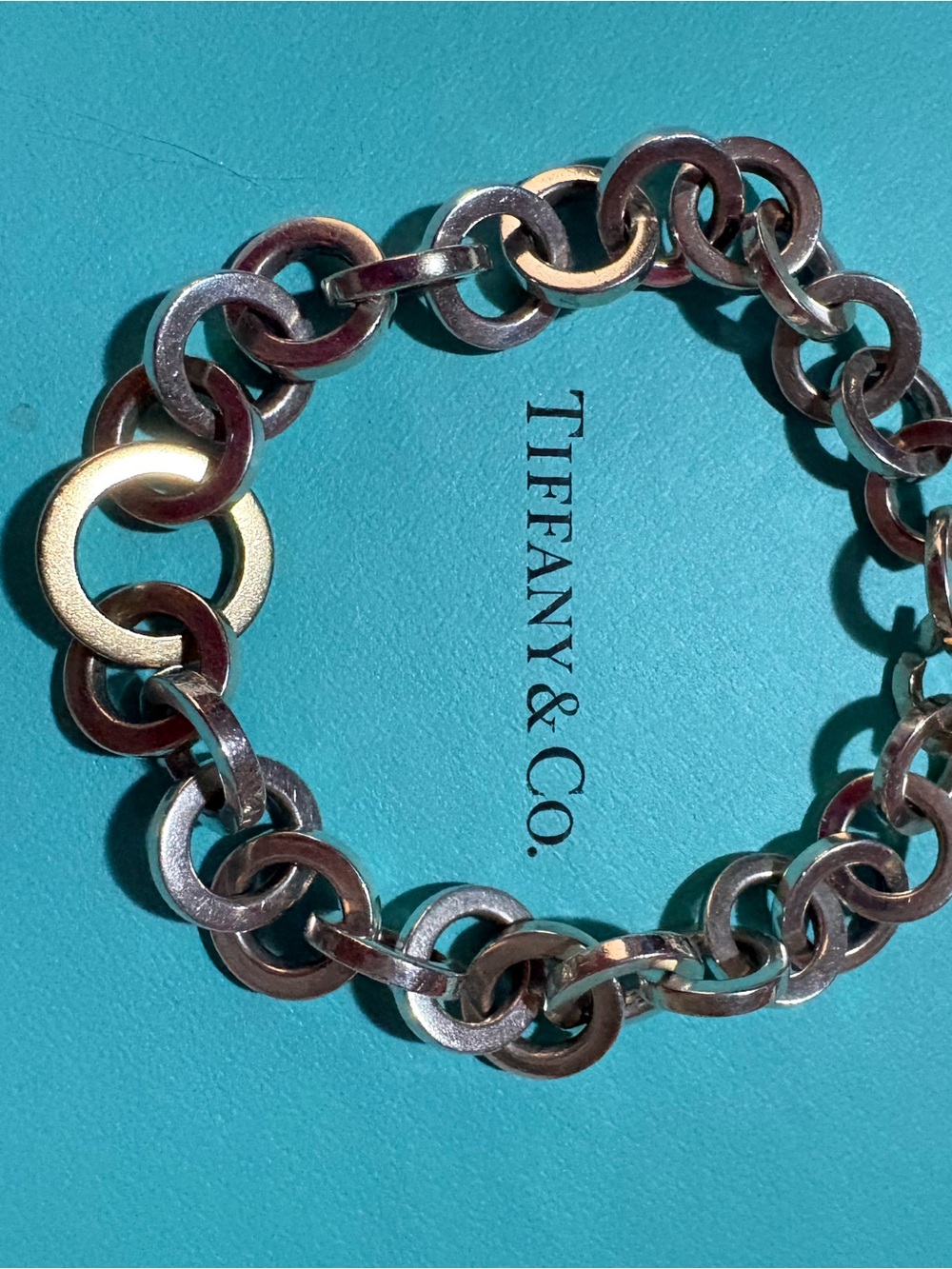 Tiffany & Co. Two-Tone Round Link Bracelet in 18 k Gold and Silver